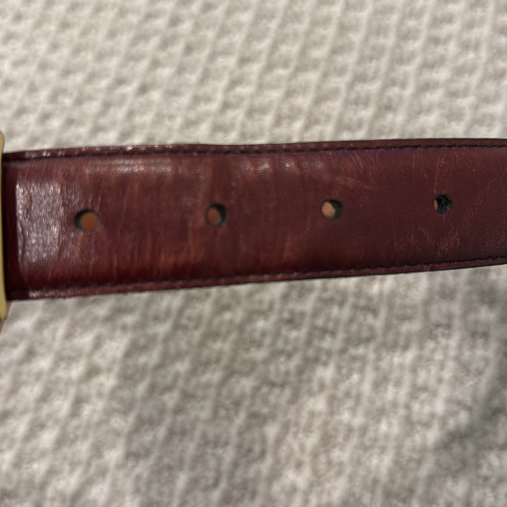 Men’s Brown leather belt. Nordstrom Monticello size 32/80 Polished gold buckle - Picture 6 of 6